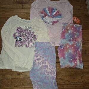 Magical Unicorn Kids Pajama Set - Cream and Pink